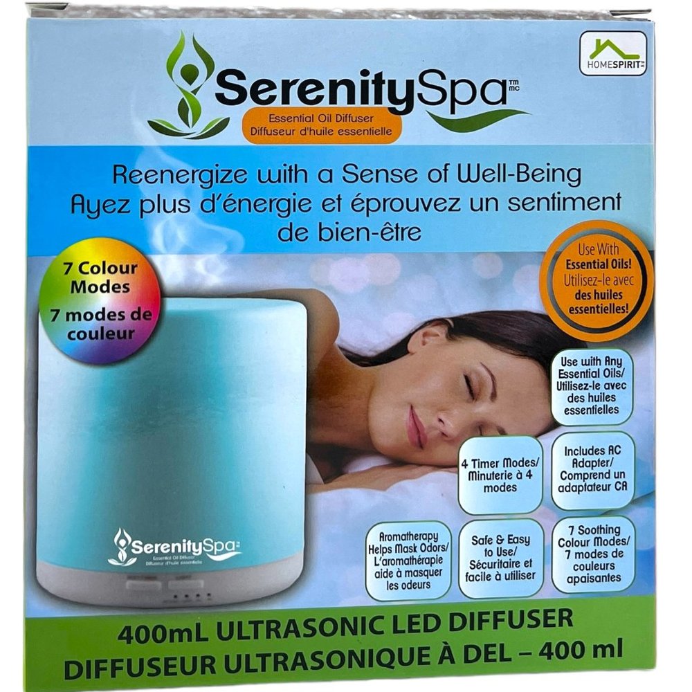SerenitySpa 400mL Ultrasonic Essential Oil Diffuser LED 7 Color Aromatherapy Set